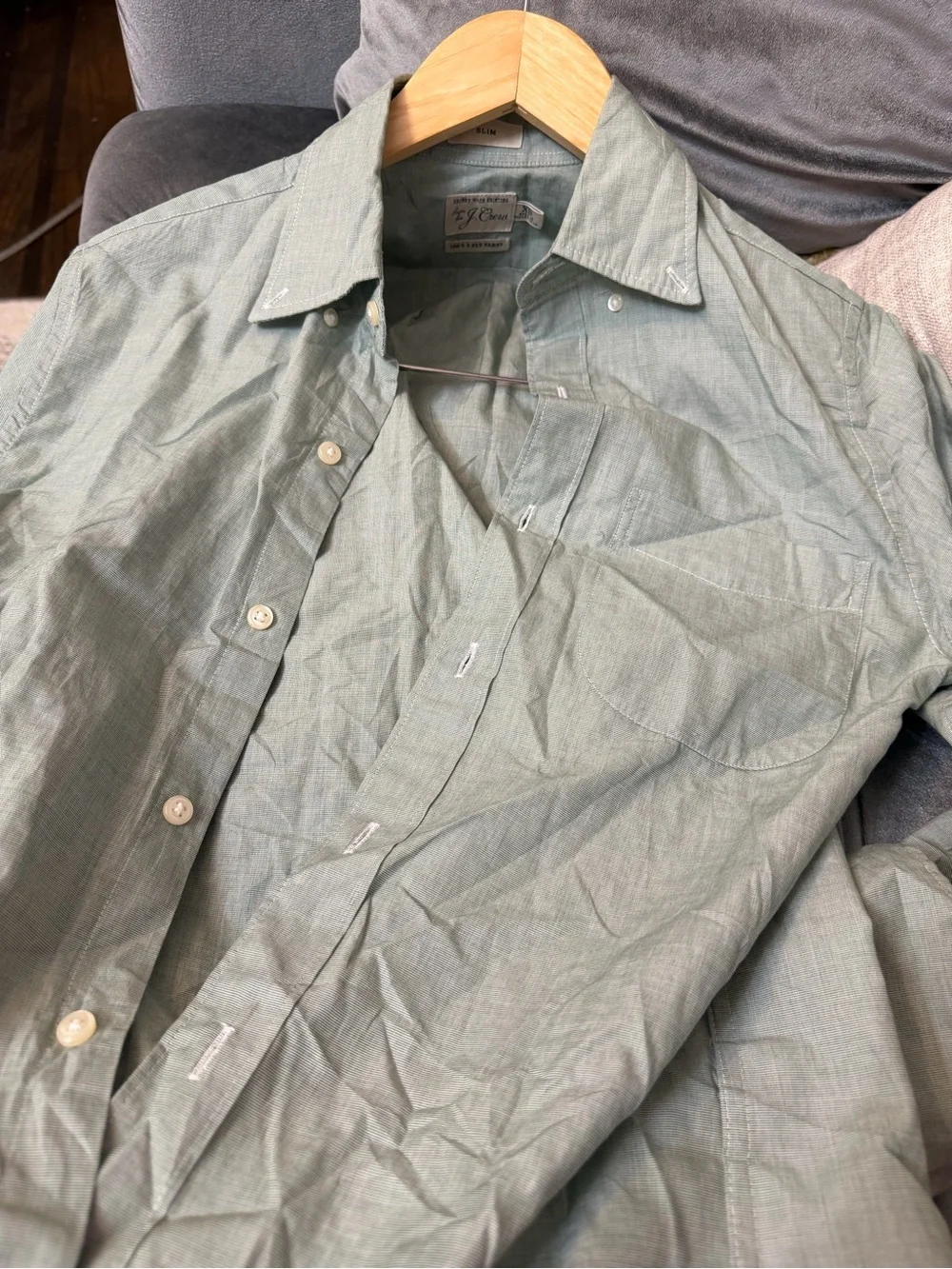 J. Crew Light Green Long-Sleeve Button-Down Shirt